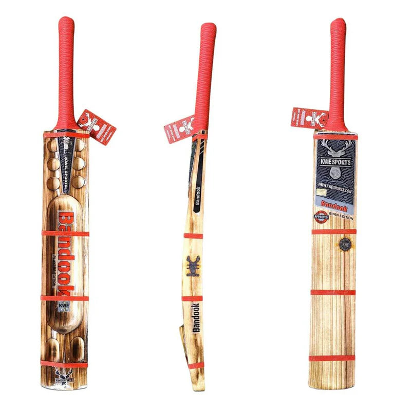 KWE Bandook Burn Edition Hard Tennis Bat + FREE  EXTRA GRIP + FREE GIFT NIVIA Heavy Red Tennis Ball (Box of 12)