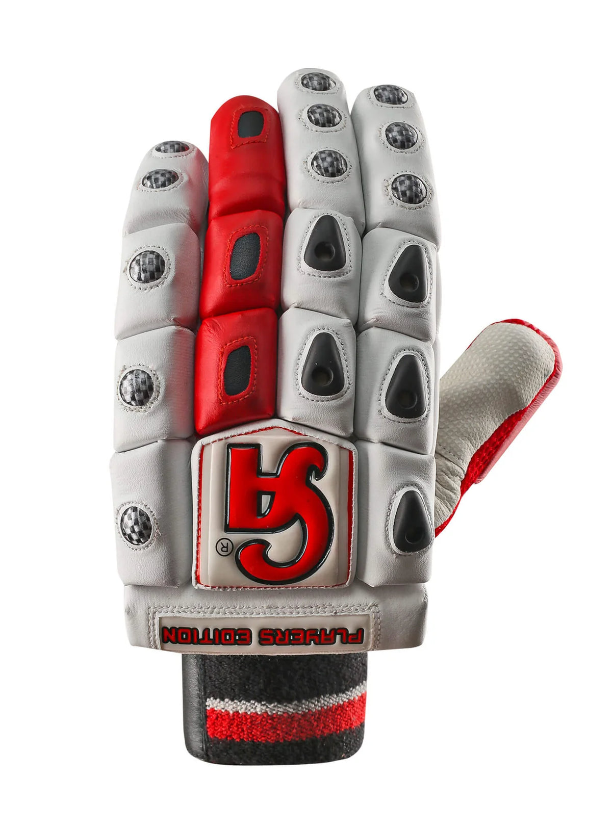 Front finger protection and wrist strap of CA Plus Player Edition Batting Glove - Alberta Cricket Store