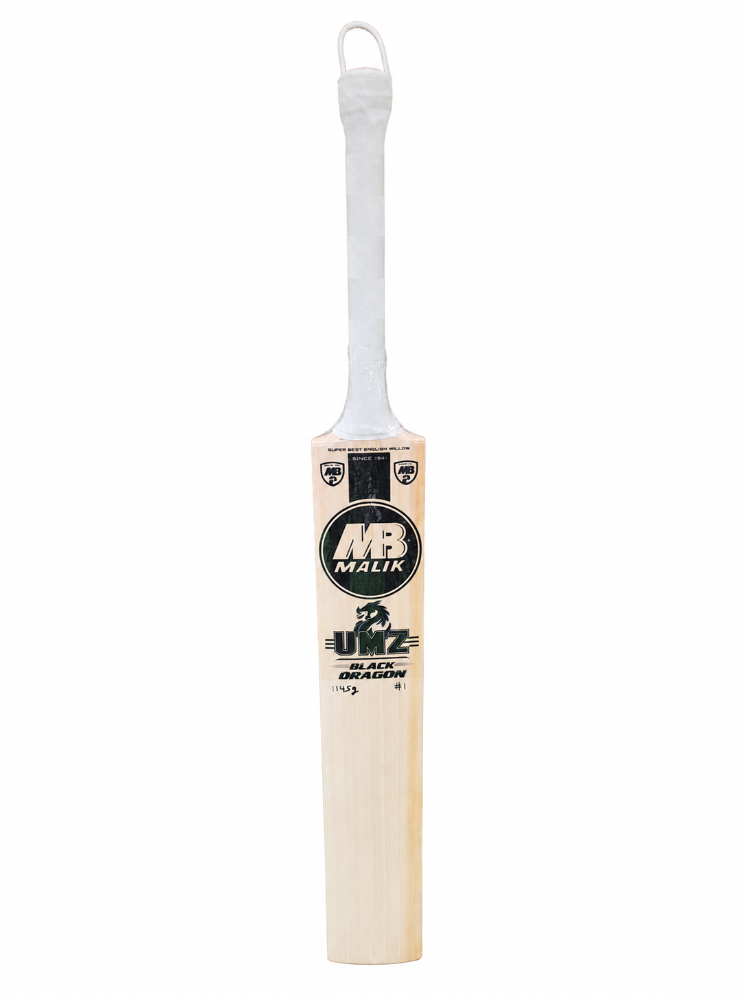 MB Malik UMZ Black Dragon Grade 1 English Willow Cricket Bat Front View Alberta Cricket Store Canada