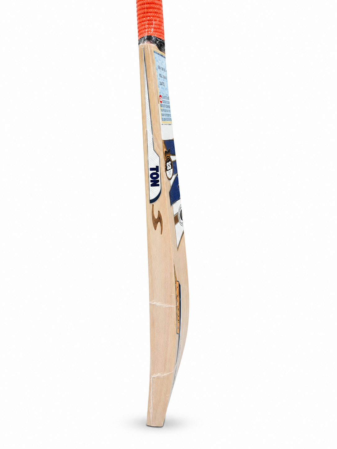 Side profile view of SS Dhoni Thala 3.0 English Willow Cricket Bat with orange grip at Alberta Cricket Store Canada