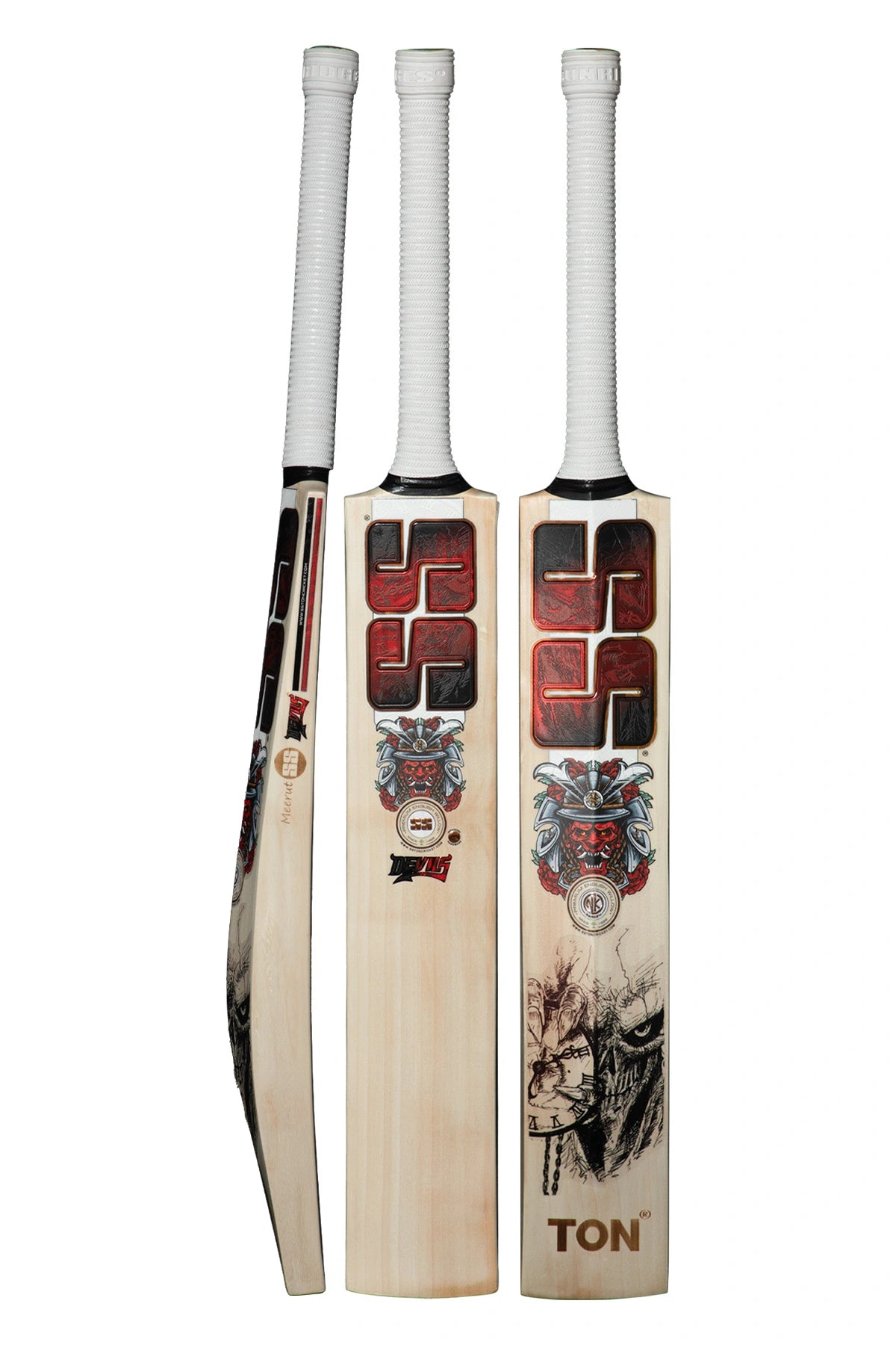 Devils Red English Willow cricket bats front back side view Alberta Cricket Store