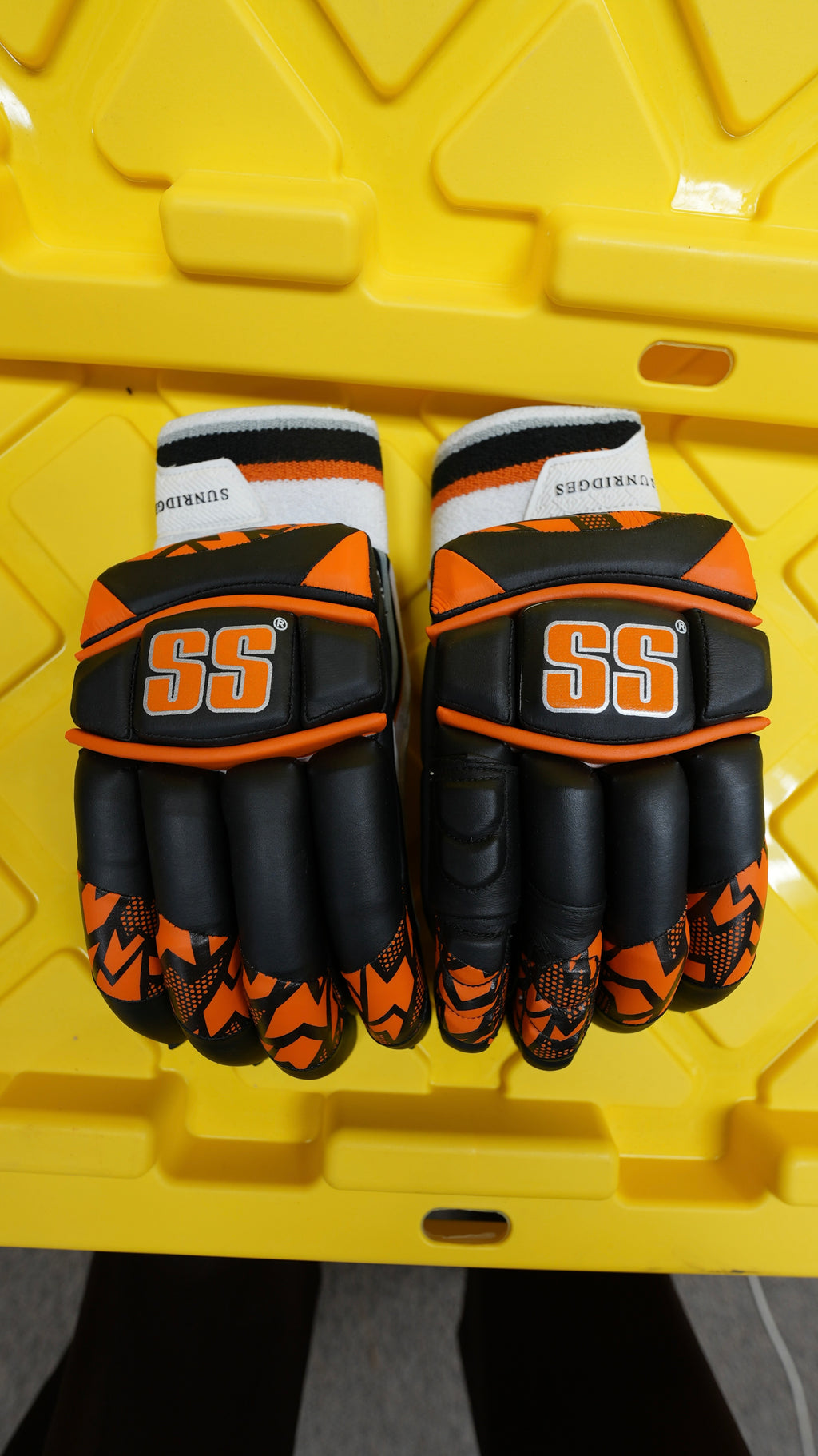 SS Super Test Black & Orange cricket batting Gloves
