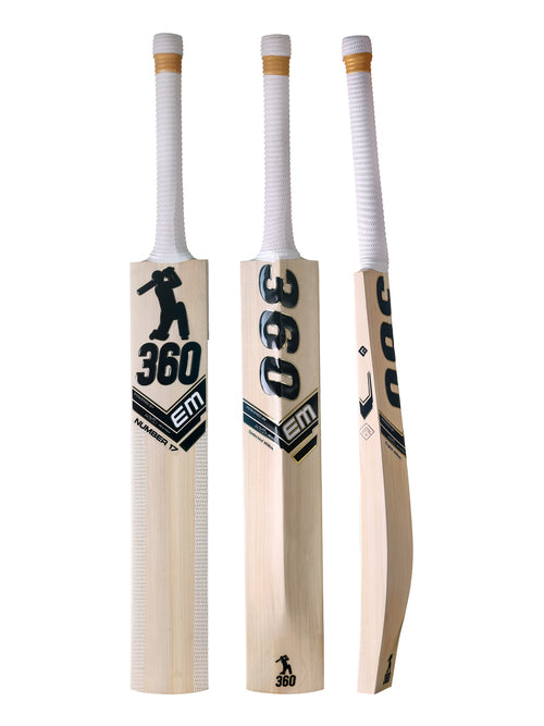 EM 360 No.17 Kashmir Willow Cricket Bat (2026) SIZE SH - FREE EXTRA GRIP  you can play with Nivia and leather balls as well
