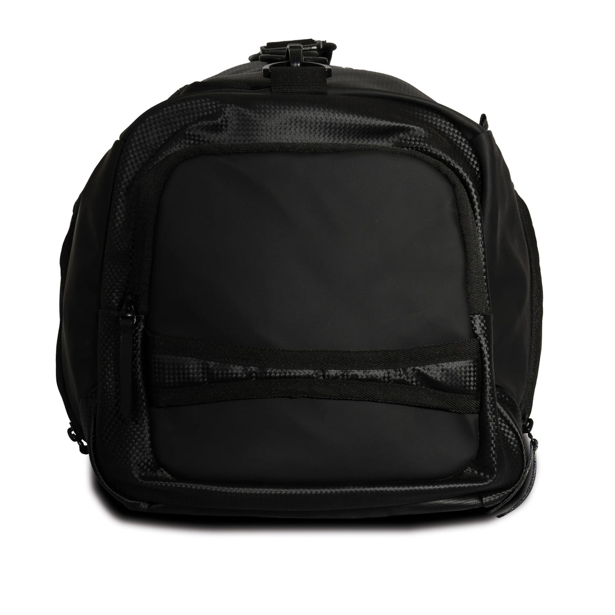 Back view of the black SG HP33 sports duffle bag showing its thick padded shoulder strap with adjustable buckles.