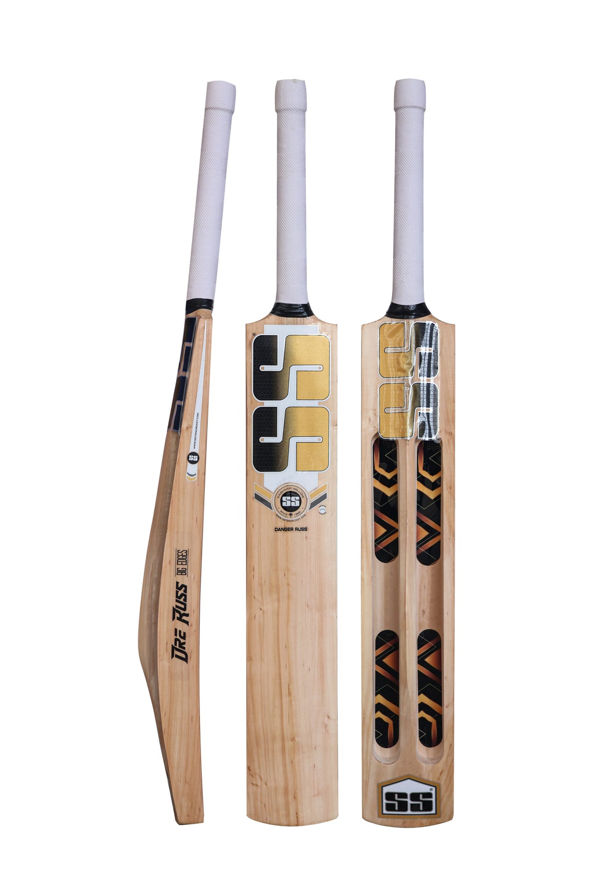 SS DRE RUSS jumbo Kashmir Willow Cricket Scoop Bat  -SH + EXTRA GRIP + FREE GIFT NIVIA Heavy Red Tennis Ball (Box of 12)
