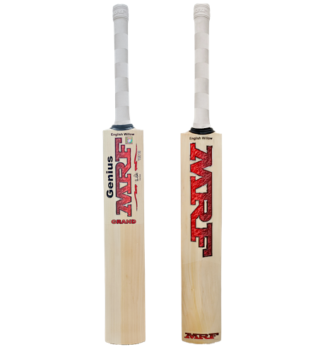 Front and rear view of MRF Genius Grand Edition English Willow Cricket Bat 2026