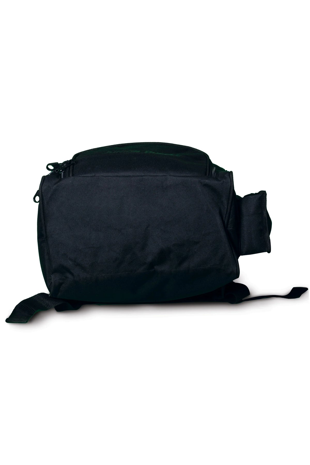 Bottom view of the black SG KLR Junior Duffle cricket kit bag showcasing the durable water-resistant base material.