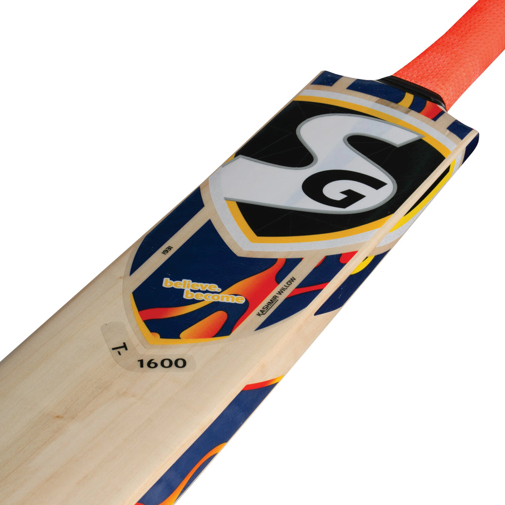 SG T-1600 Kashmir Willow Cricket Bat (Tennis Ball) – SH + FREE Extra Grip + FREE NIVIA Heavy Red Tennis Ball Box of 12 | Online Exclusive