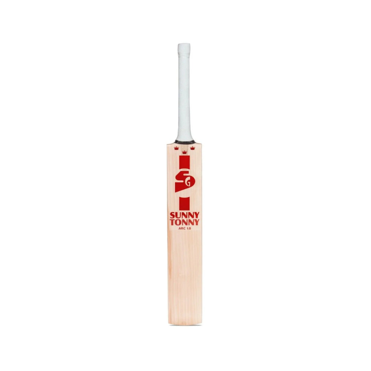 Full front view of SG Sunny Tonny Arc 1.0 English Willow Cricket Bat at Alberta Cricket Store.