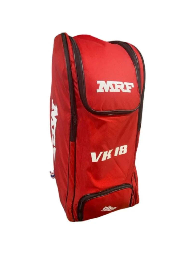 MRF VK 18 SR wheelie duffle cricket kit bag in red and white on Alberta.