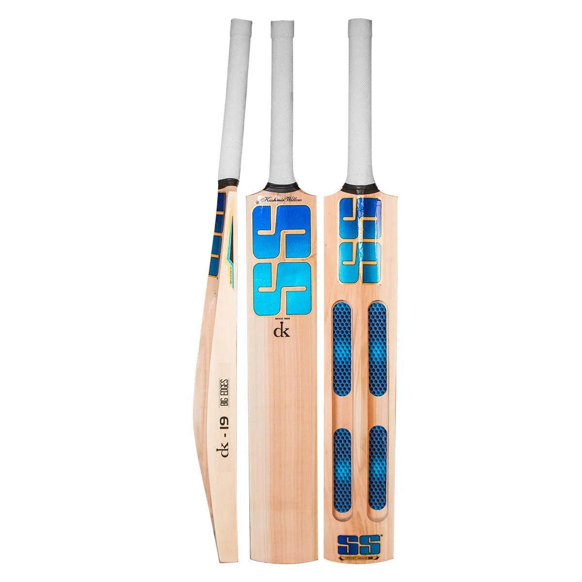 SS DK 19 jumbo Kashmir Willow Cricket Scoop Bat -SH  + EXTRA GRIP + FREE GIFT NIVIA Heavy Red Tennis Ball (Box of 12)