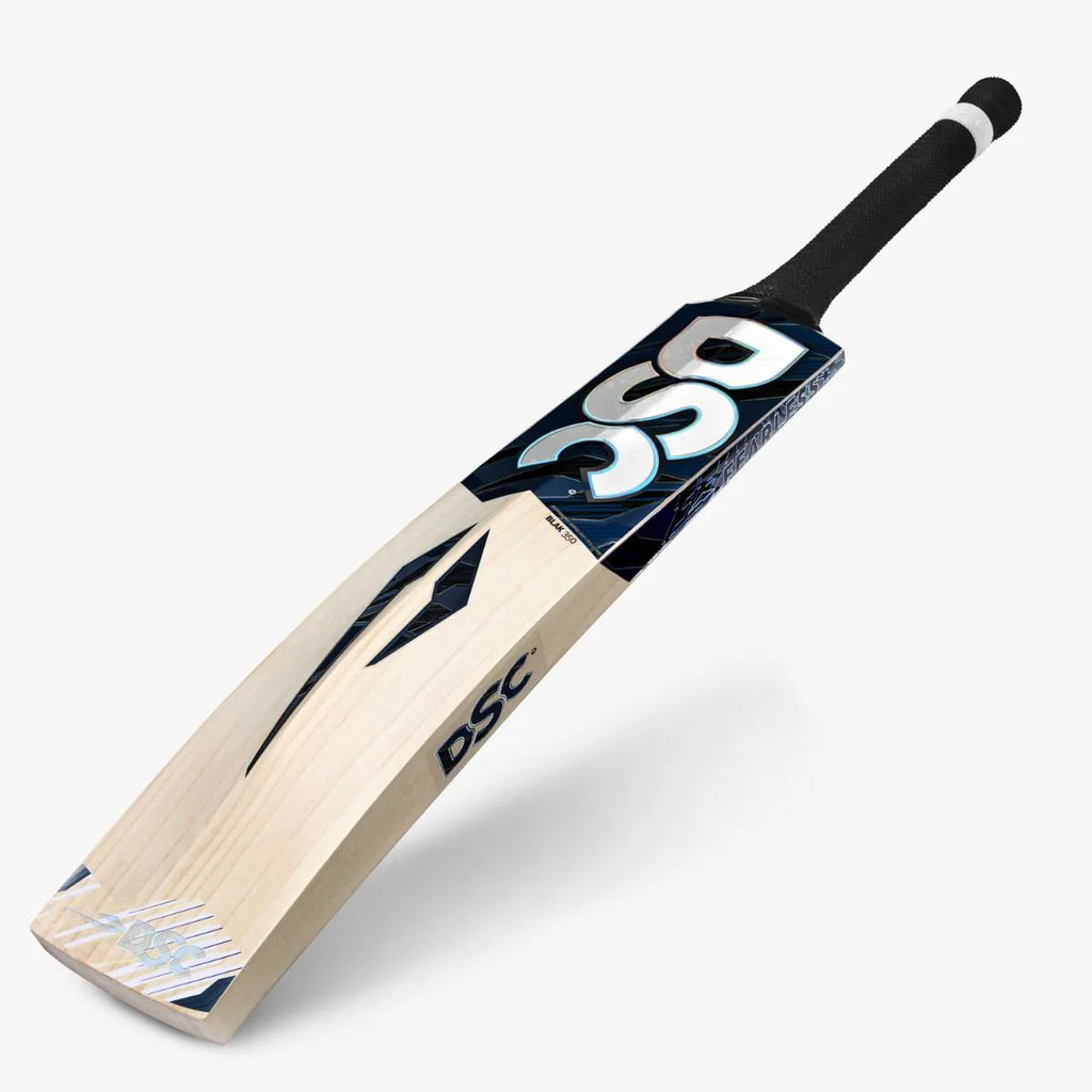 Front, back, and side profile views of DSC Blak 350 English Willow Cricket Bat at Alberta Cricket Store.