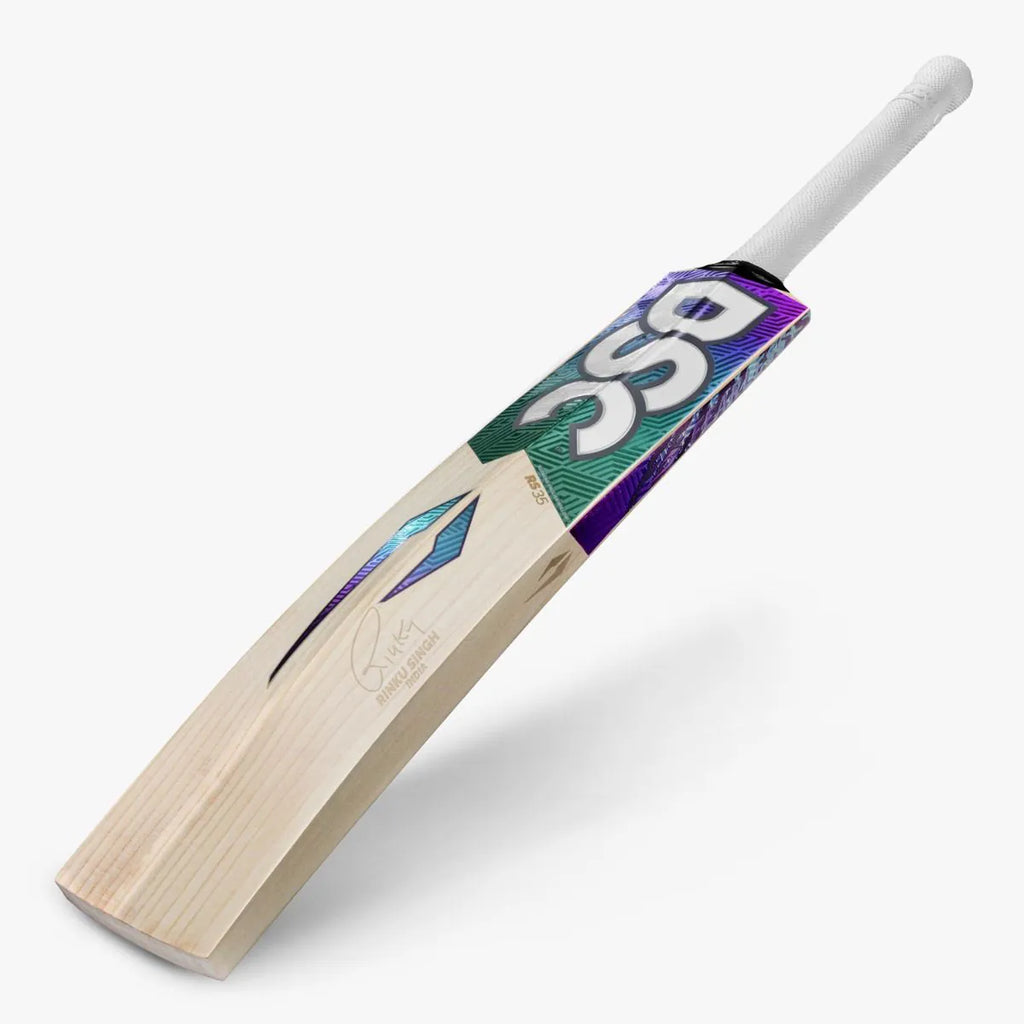 Back spine profile and laser signature of DSC RS 35 Gods Plan Supreme English Willow Cricket Bat - Alberta Cricket Store