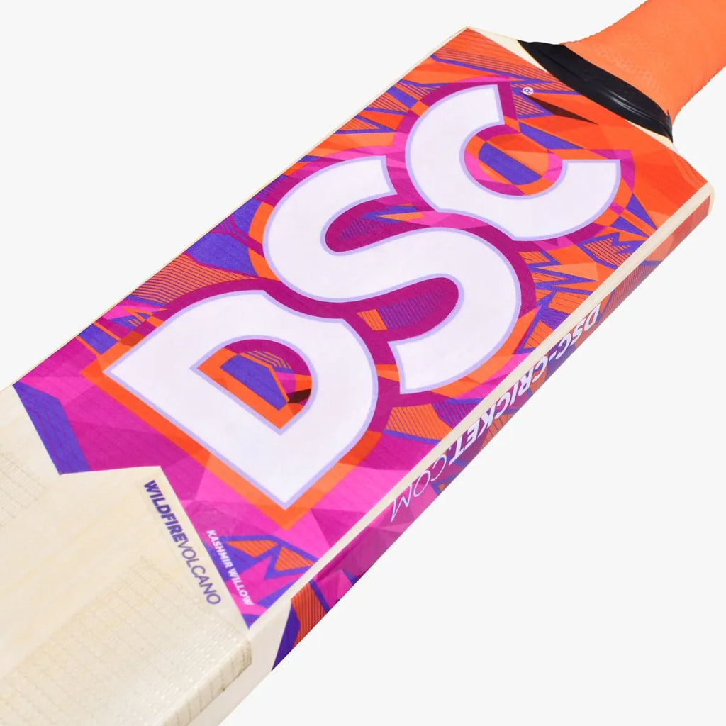 DSC Wildfire Volcano Tennis Cricket Bat – SH | 34" Full Length + FREE Extra Grip + FREE NIVIA Heavy Red Tennis Ball (Box of 12)