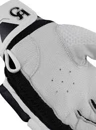 Close-up of high-grade leather palm on CA 18K Plus cricket batting gloves showing ventilation perforations