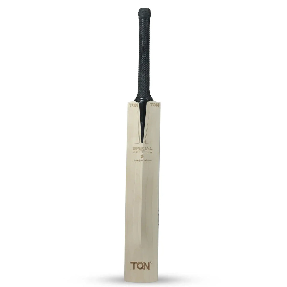 SS TON Special Edition cricket bat back profile showing handle and branding on albertacrickets.com.