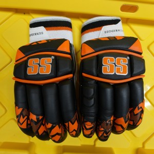 SS Super Test Black & Orange cricket batting Gloves