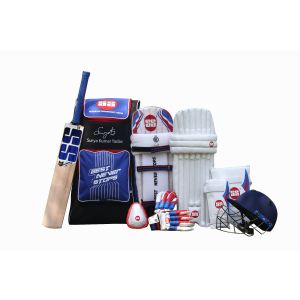 SS SKY Kashmir Willow Full Cricket Kit Youth size 6 available in full Balck or full Navay blue