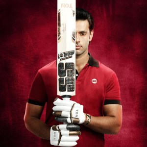 Indian cricketer Shivam Dube holding the SS Pro Players Edition English Willow Cricket Bat in a promotional feature